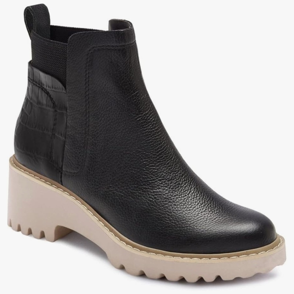 NEW BLACK LUG BOOTS BOOTIES 9.5M $46 NWT